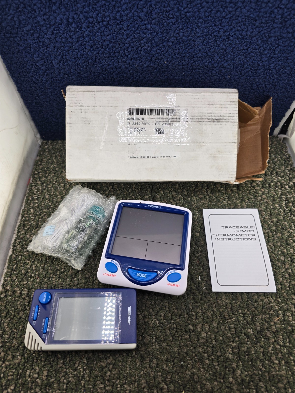 Traceable Jumbo Fridge Digital Thermometer W/ Probe & Monitoring Hygrometer