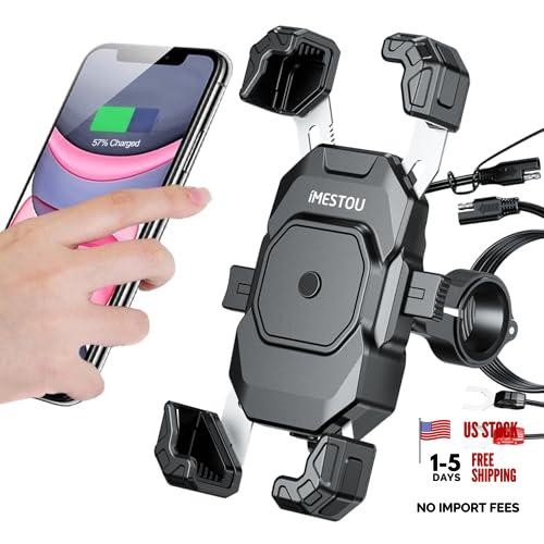 Motorcycle Wireless USB C Charger Phone Mount with Detachable SAE-O Ring