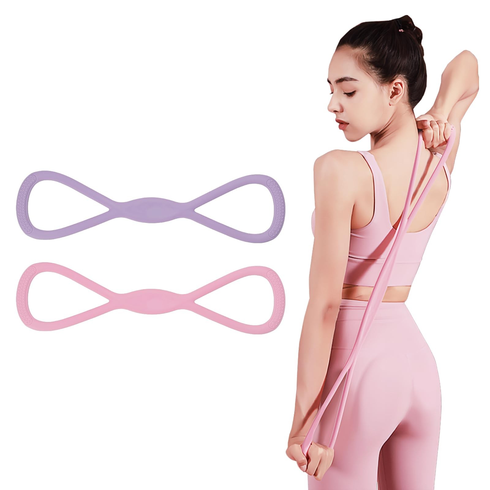 2 Pack Figure 8 Resistance Bands for Home Workouts  15LB & 25LB Options