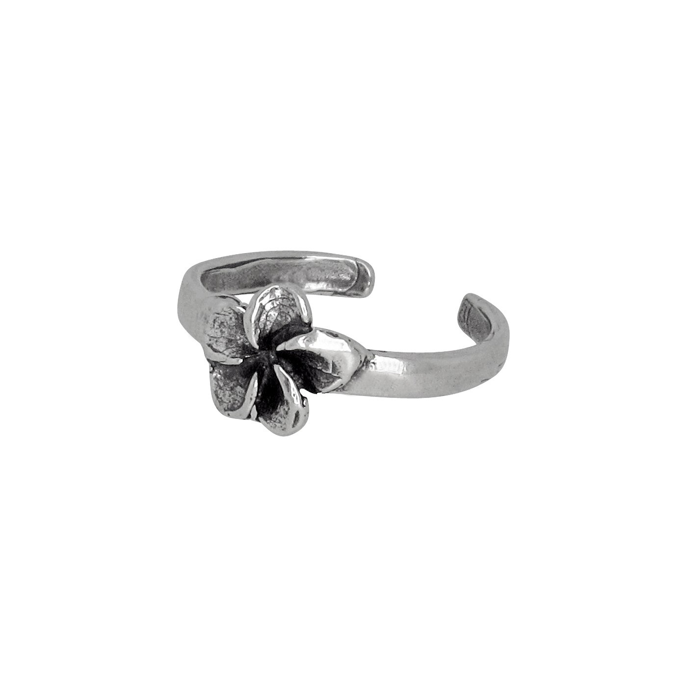 Sterling Silver Flower Design Oxidized Toe Ring adjustable size | Made In USA