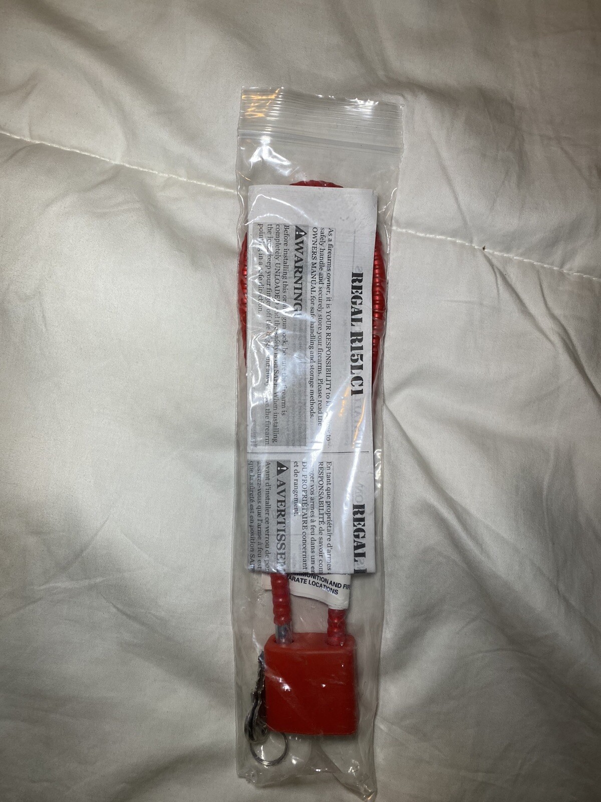 REGAL R15lC1 ORANGE PISTOLS CABLE LOCK KEYS INSTRUCTIONS GUN SECURITY NEW