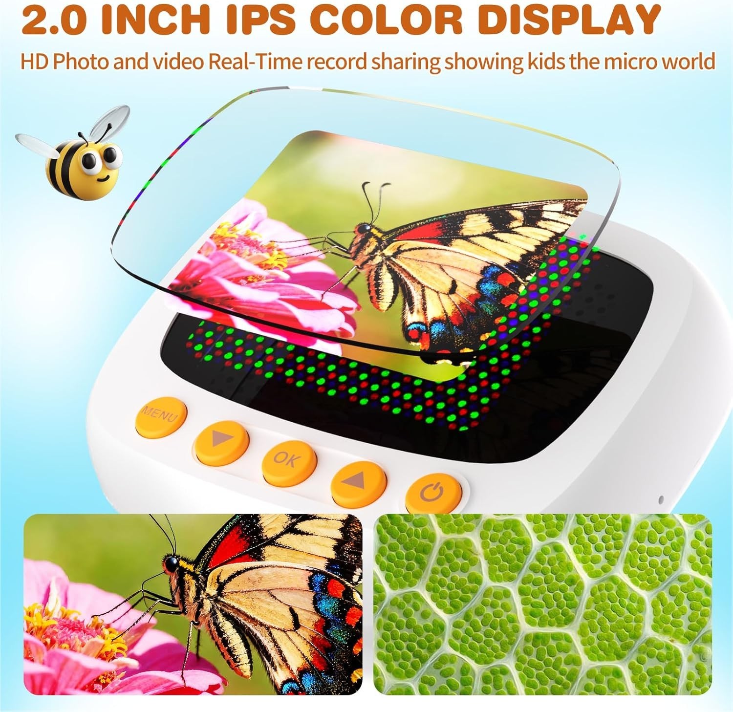 Kids Microscope with Adjustable LED and USB Connection Explore Like a Scientist