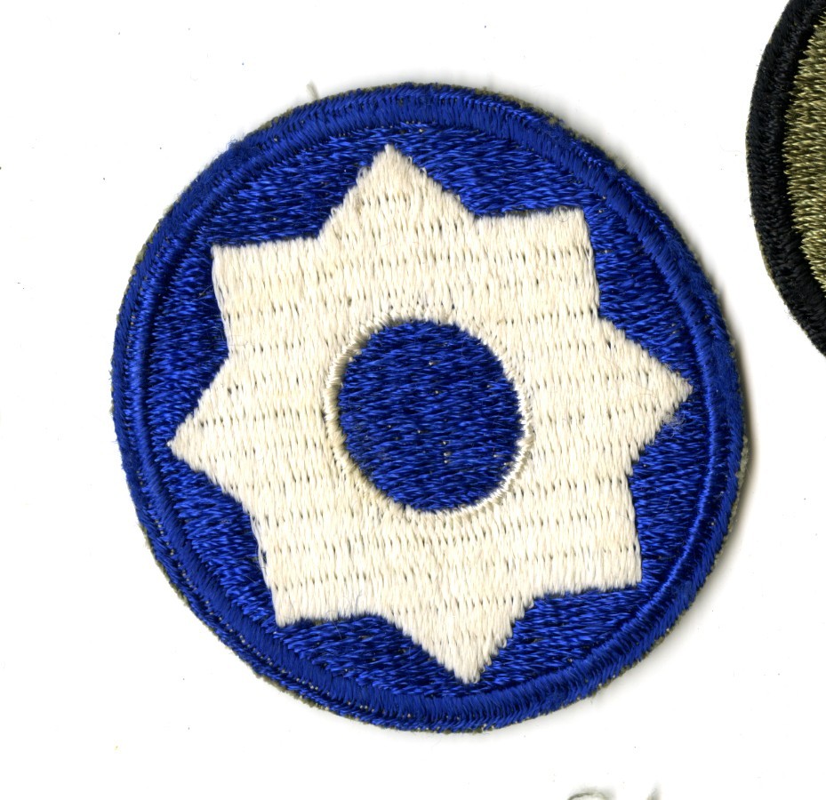 8th Service Command White Back Patch WWII Vintage Southern States