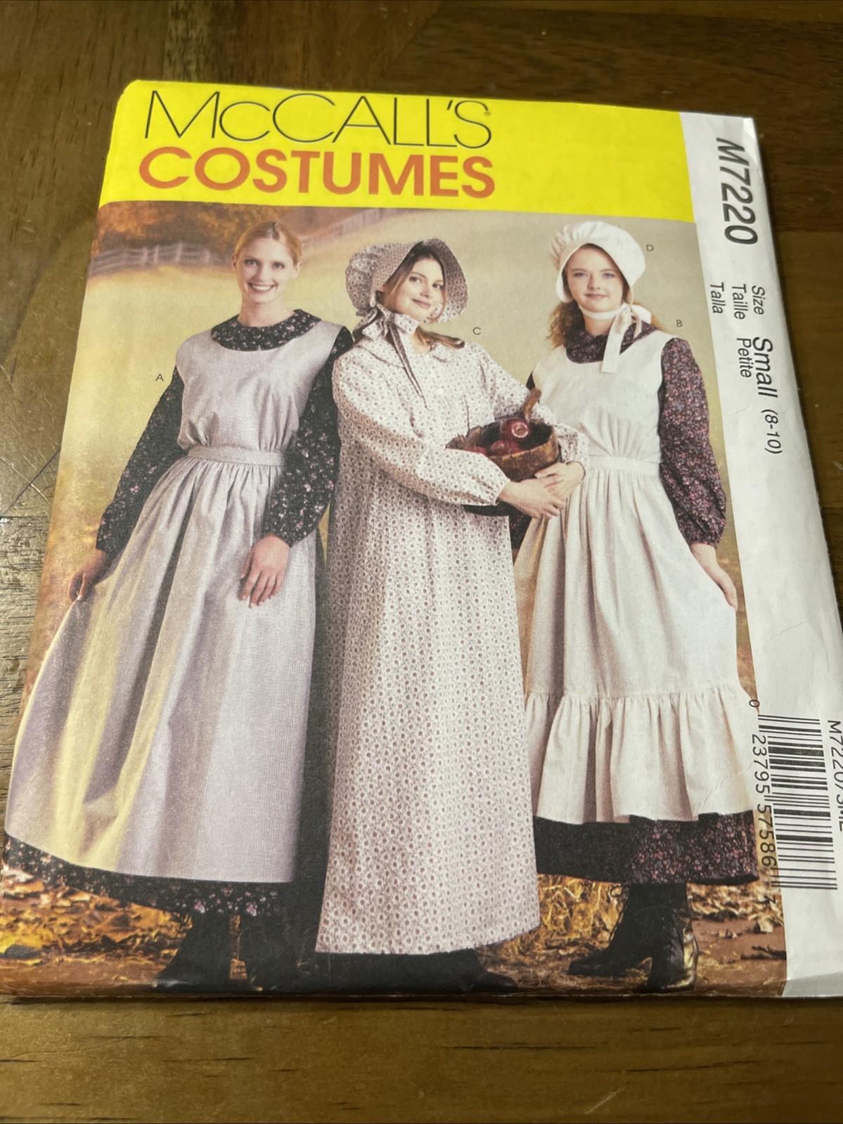 McCalls Costume Pattern M7220 Misses Pioneer Costumes: Dress~Apron Bonnet 8-10