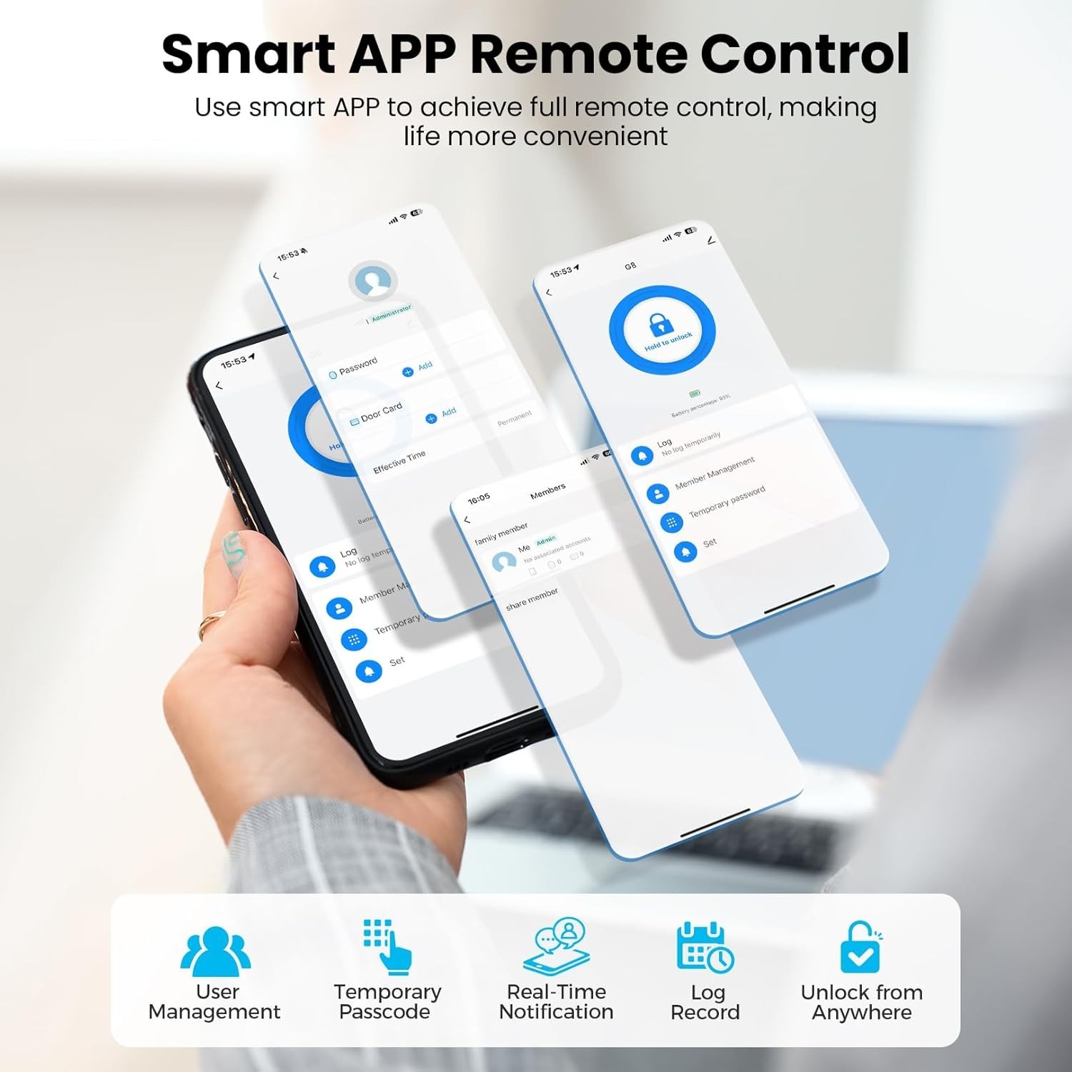 Keyless Entry Deadbolt,Built-in Wi-Fi&APP Control,Smart & Secure Front Door Lock