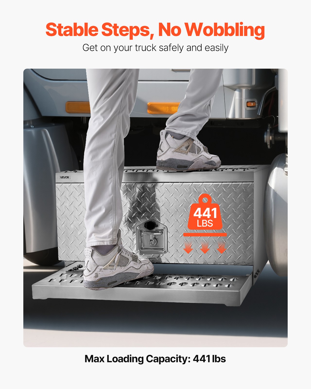 VEVOR Semi-Truck Step Tool Box 30" x 29.5" x 15.8" Heavy Duty Aluminum Toolbox