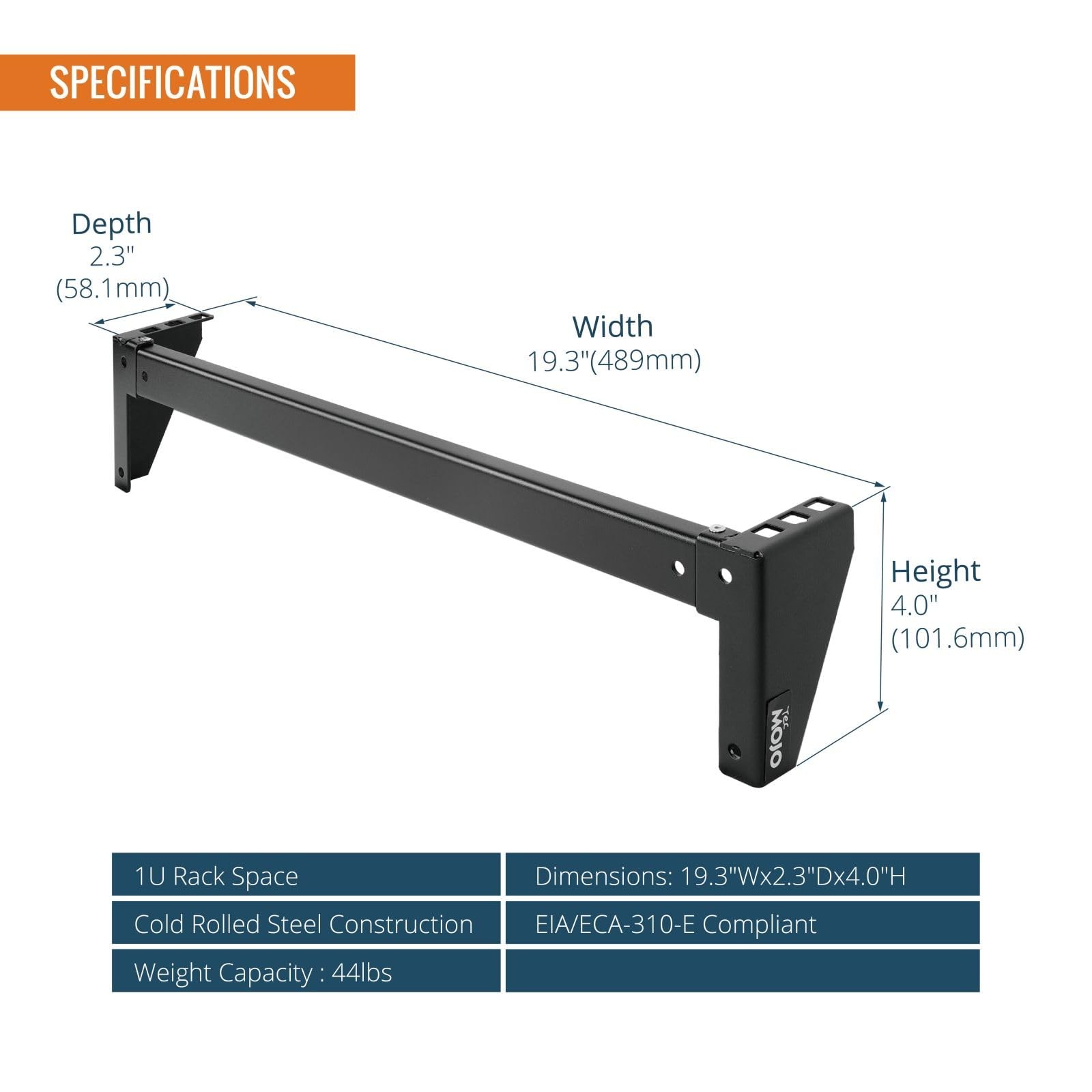 1U Foldable Vertical Rack Wall Mountable Patch Panel Bracket 19 Inch Server