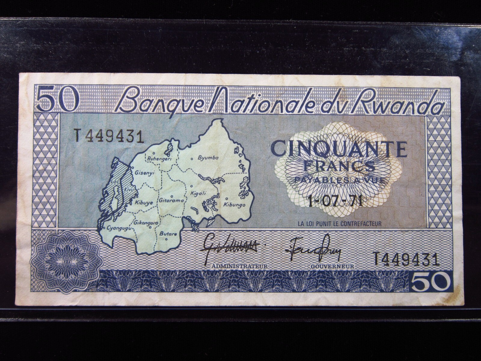 Rwanda 50 Francs Amafranga 1971 Banque Nationale World Banknotes Money h9431