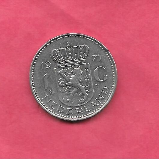 NETHERLANDS DUTCH KM184a 1971 VF-VERY FINE-NICE OLD LARGE GULDEN coin