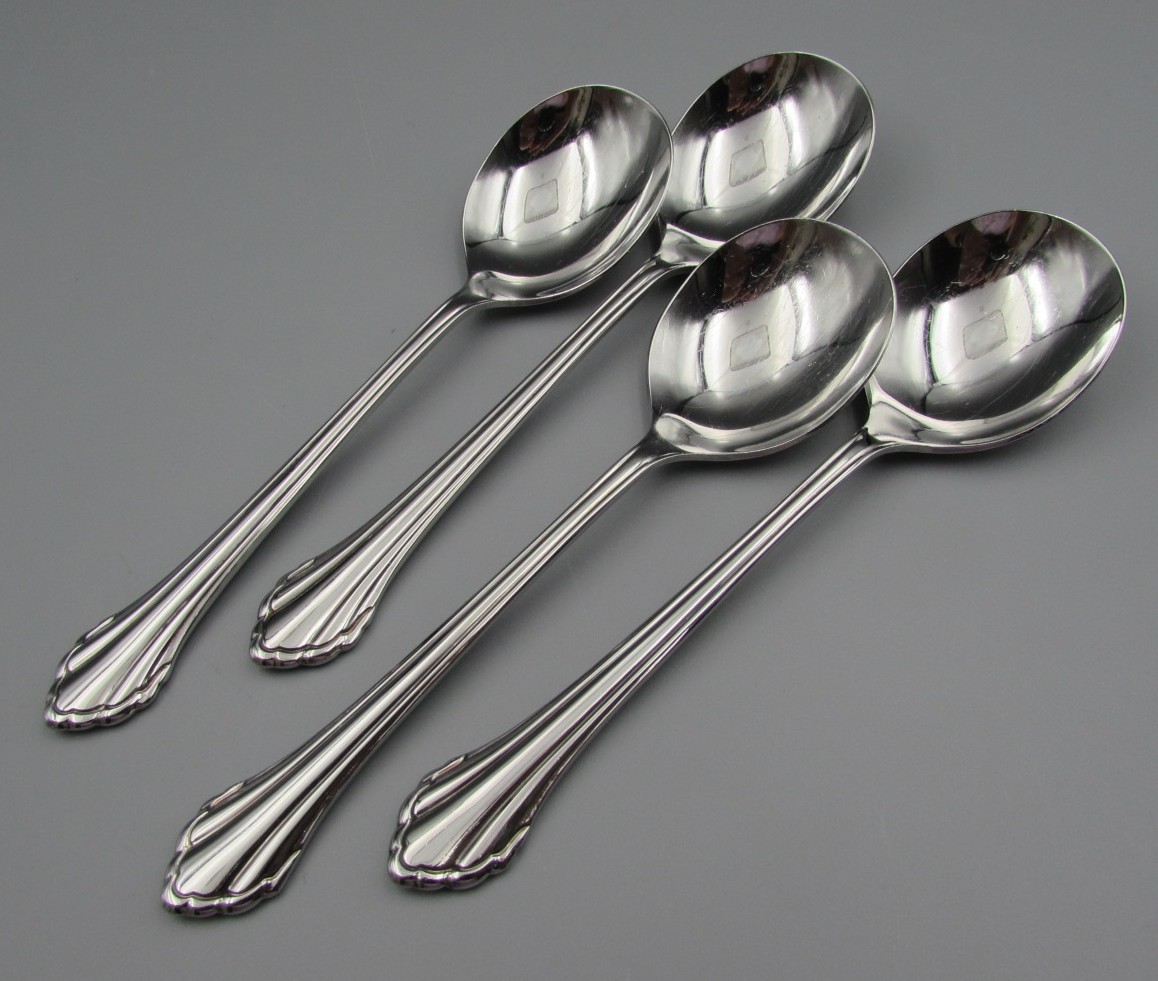 Oneida Community CLARETTE Large Round Gumbo Soup Spoon - Set of Four - Used