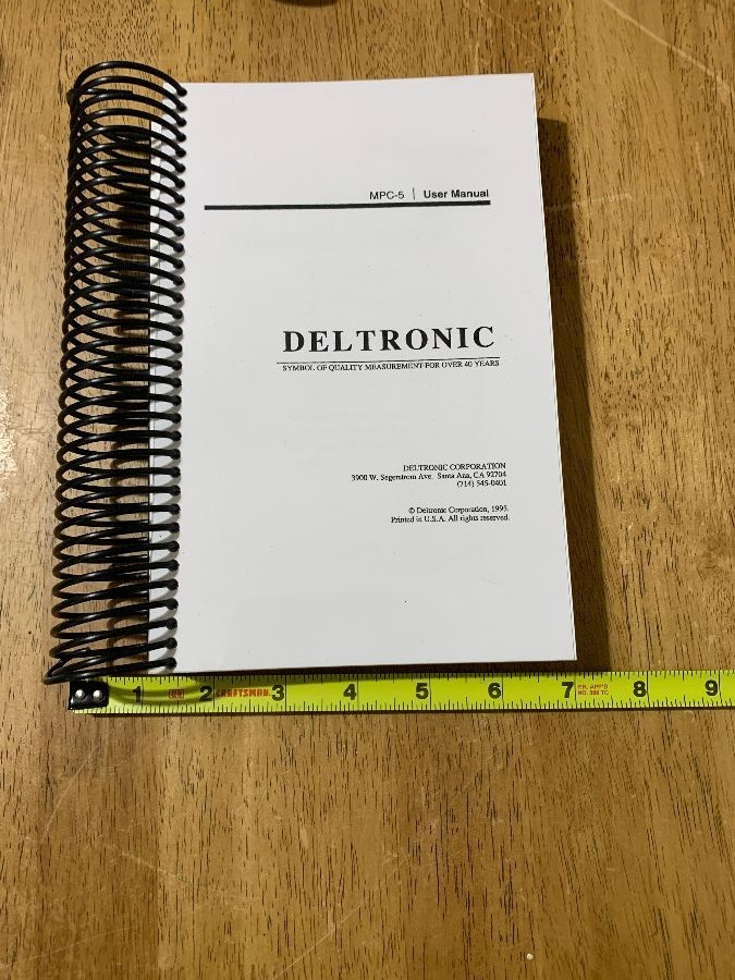 New 272-Page Printed & Bound Deltronic MPC-5 User Manual.