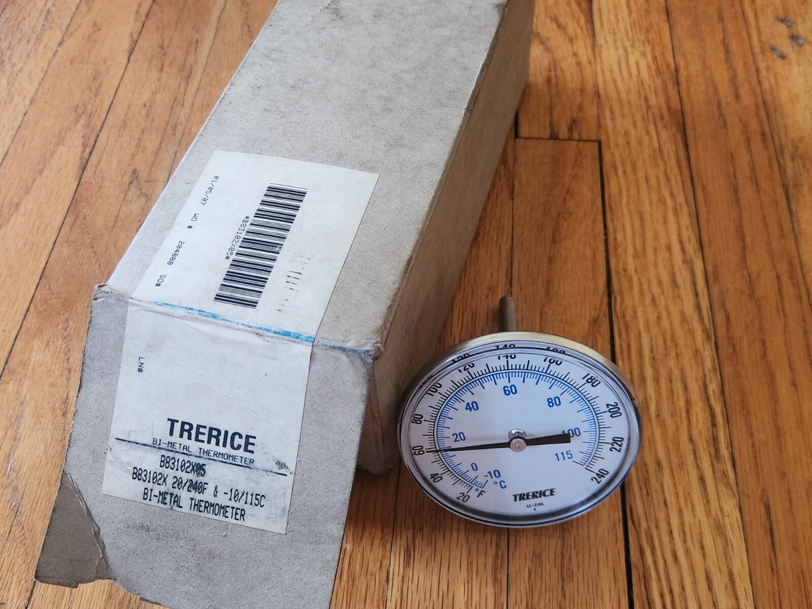 TRERICE BI-METAL THERMOMETER 20 - 240 F B83102X05 NEW
