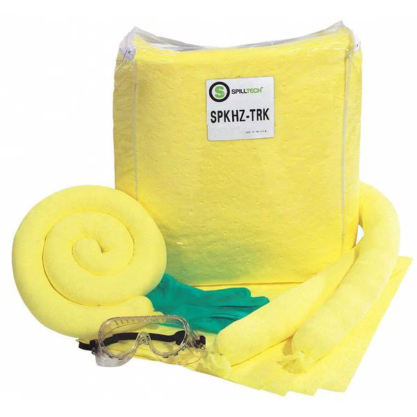 Spilltech Spill Kit, 8 gal Volume Absorbed per Kit, Bag, Clear, 29 SPKHZ-TRK