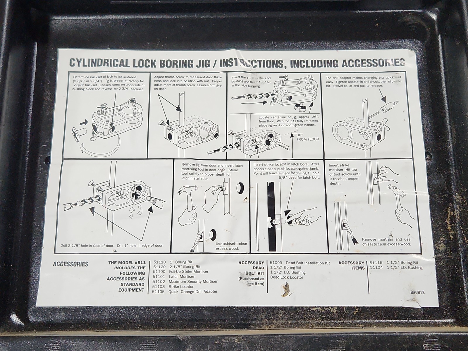 Porter Cable Cylindrical Lock Boring Jig With Accessories Model 511 & Case