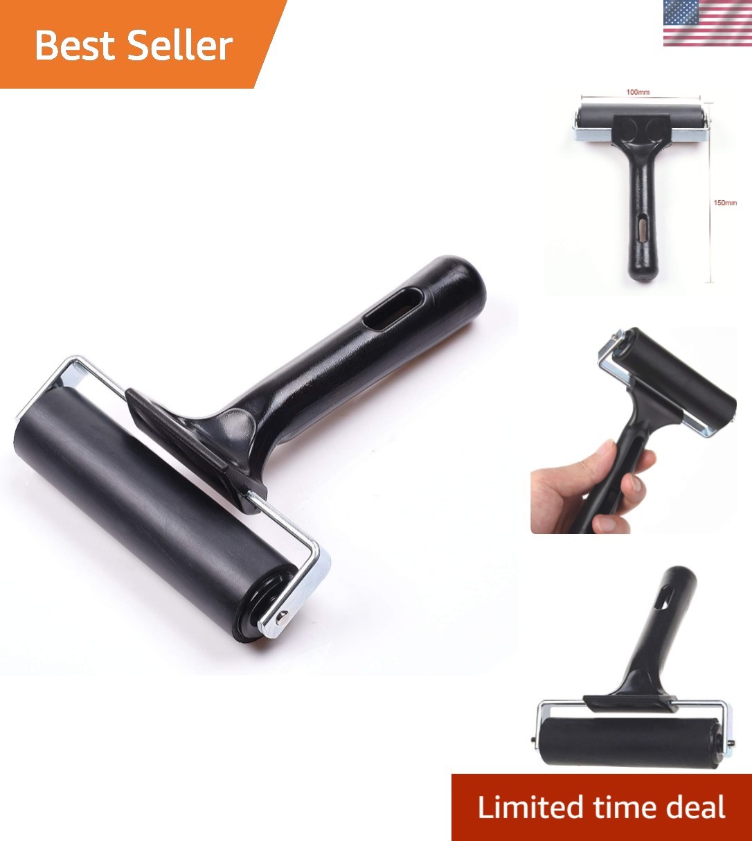 Essential 4-Inch Non-Slip Rubber Brayer Roller for Artistic Precision & Glueing