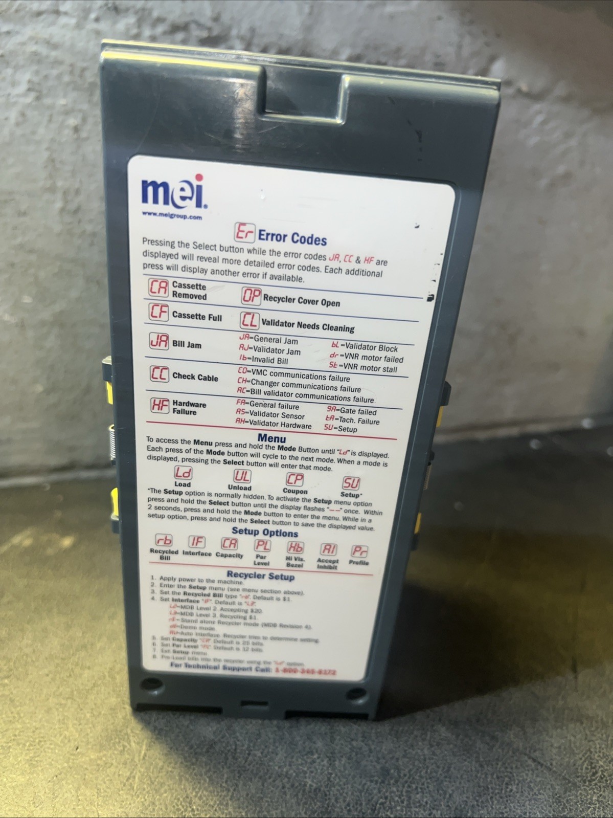 Mei 250020286 Bill acceptor bill magazine ONLY!!