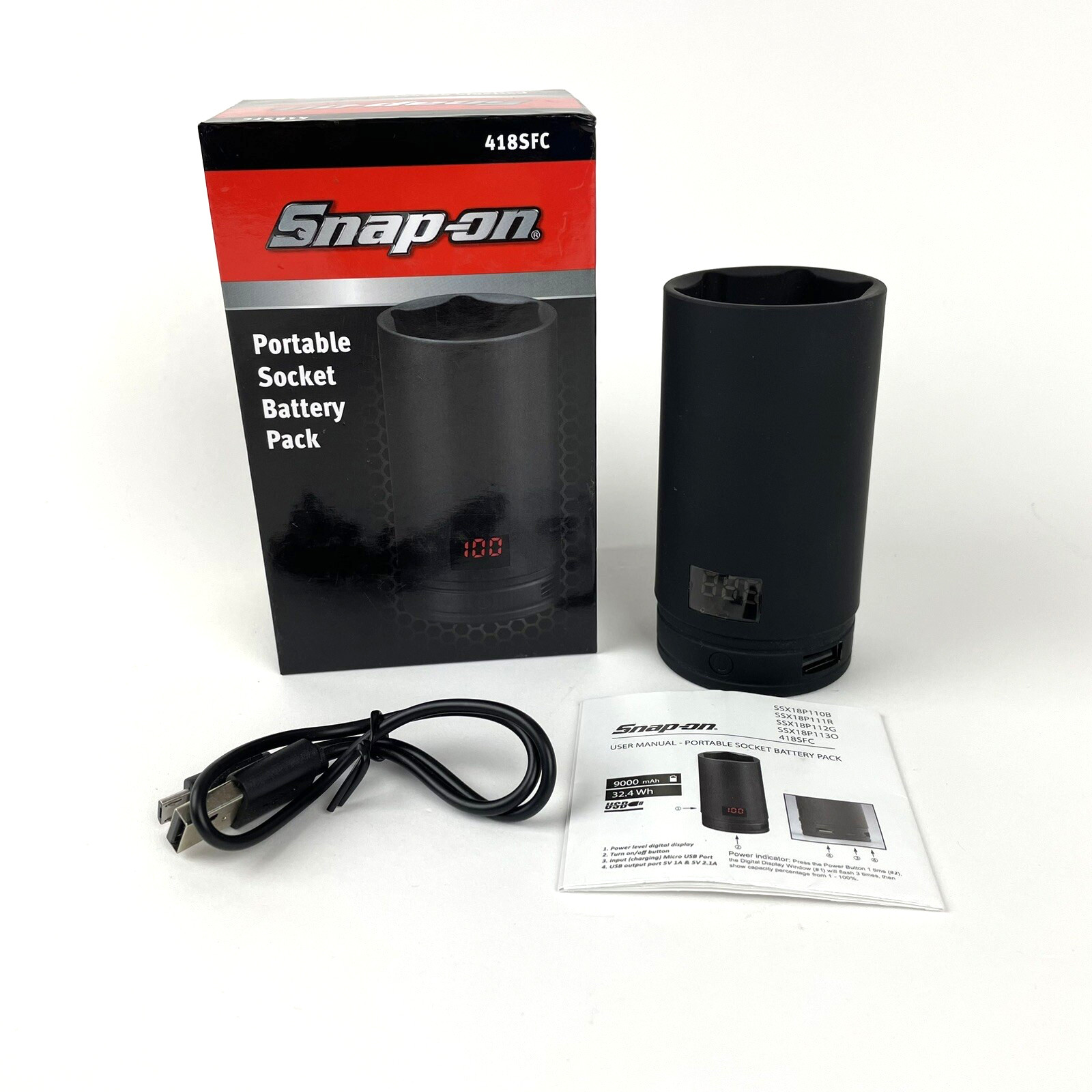 Sealed New Snap-on Tools Portable Socket Battery Pack Lithium-ion 9000mAh 418SFC