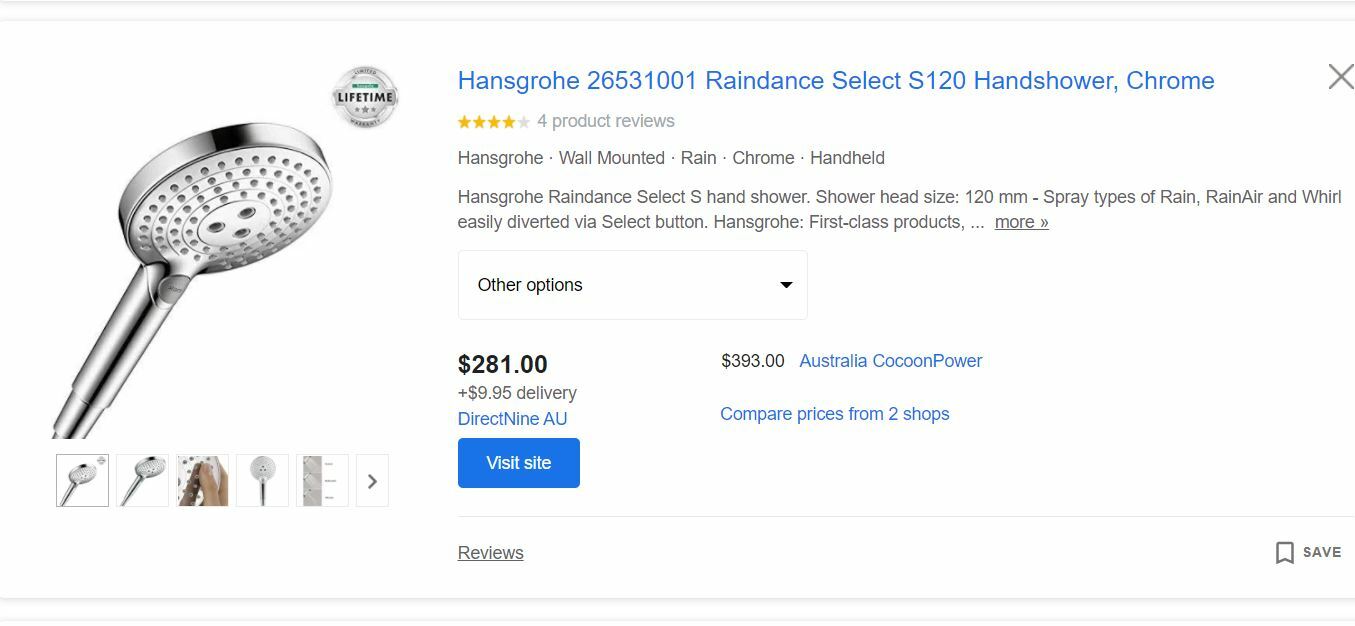 Hansgrohe Raindance Select S120 3jet EcoSmart Hand Shower - Peter Sagon