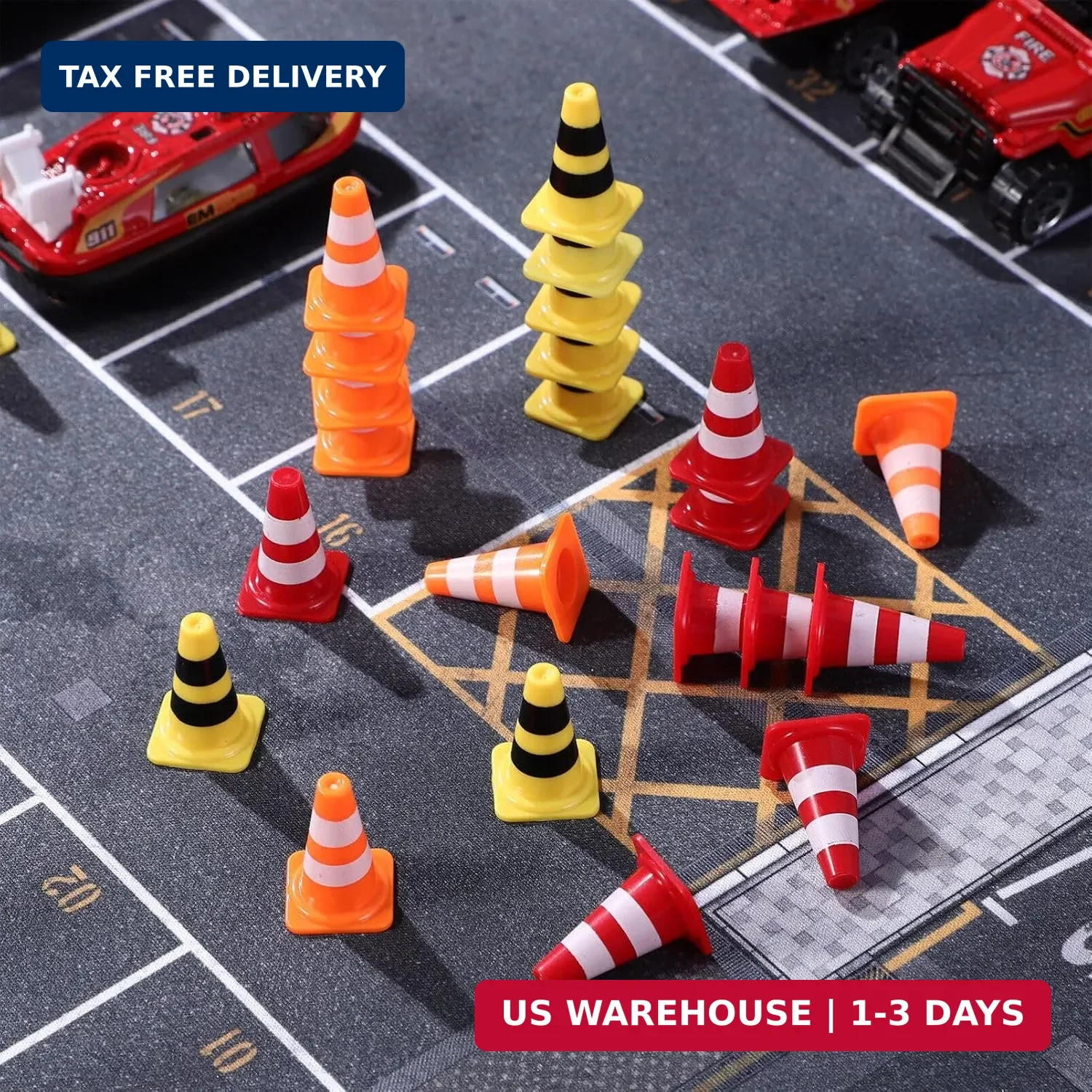 NUOBESTY 30pcs Mini Plastic Traffic Cones, Tiny Simulation Safety Training Roadb