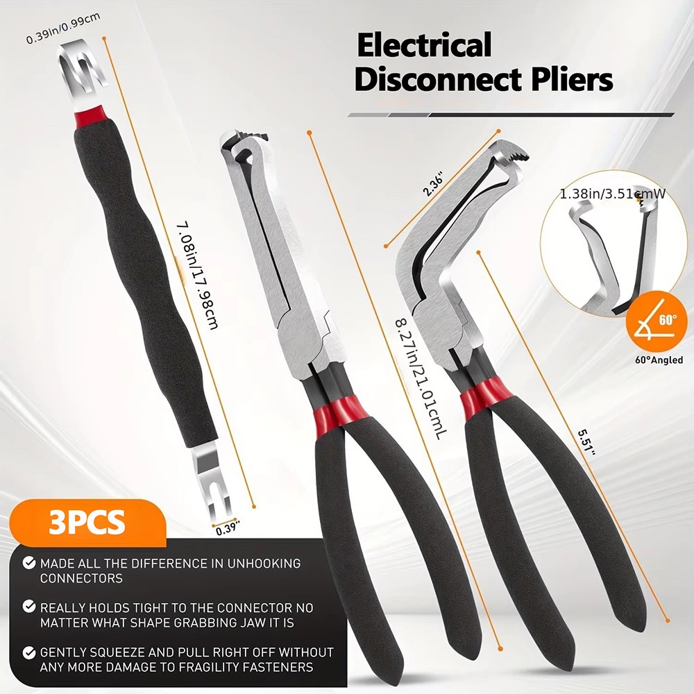 3Pcs Auto Wire Terminal Pliers Electrical Disconnect Removal Separator 37980 US