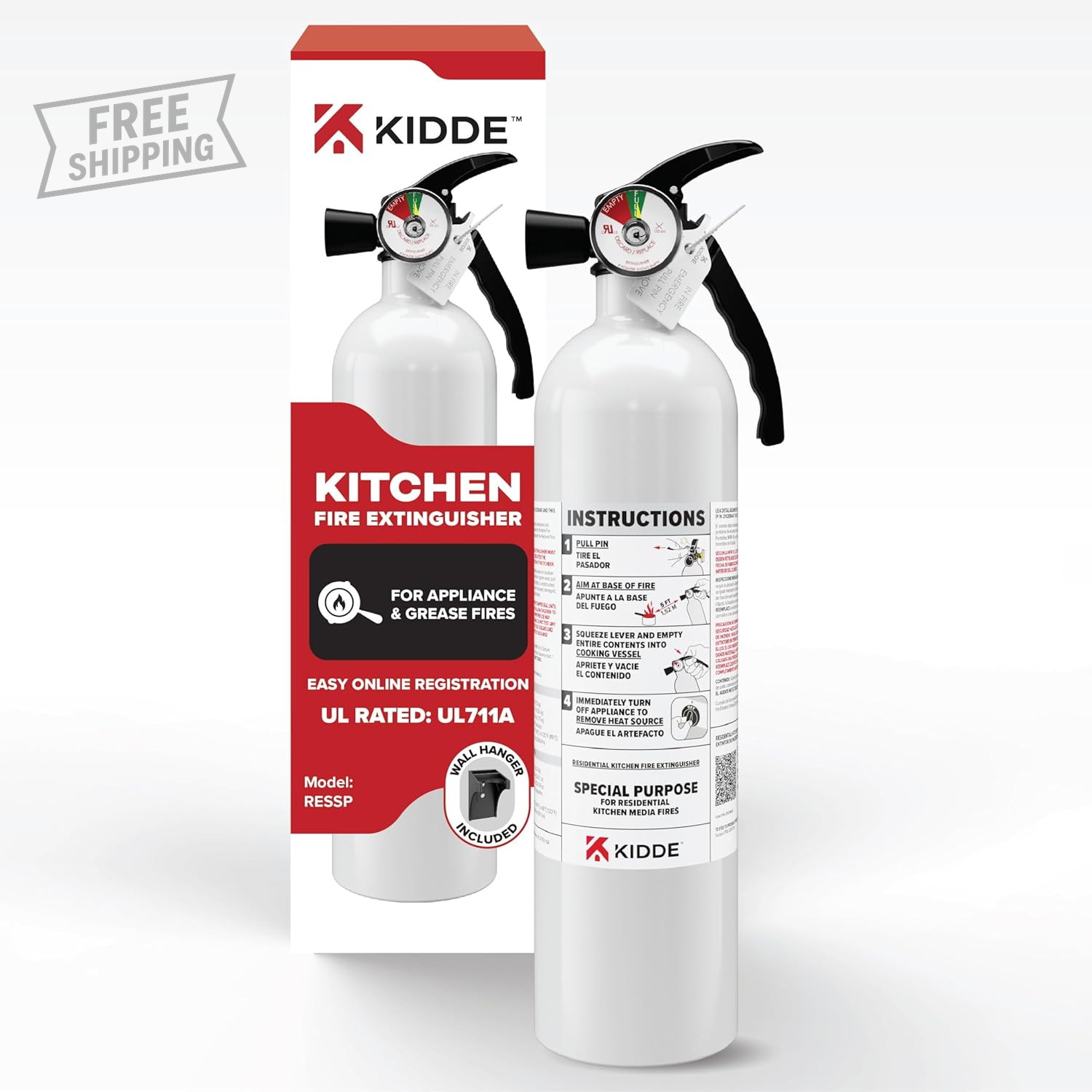 Kitchen Fire Extinguisher, Home Use for Grease Fires, 3.9 Lbs., Wall Mount Incl