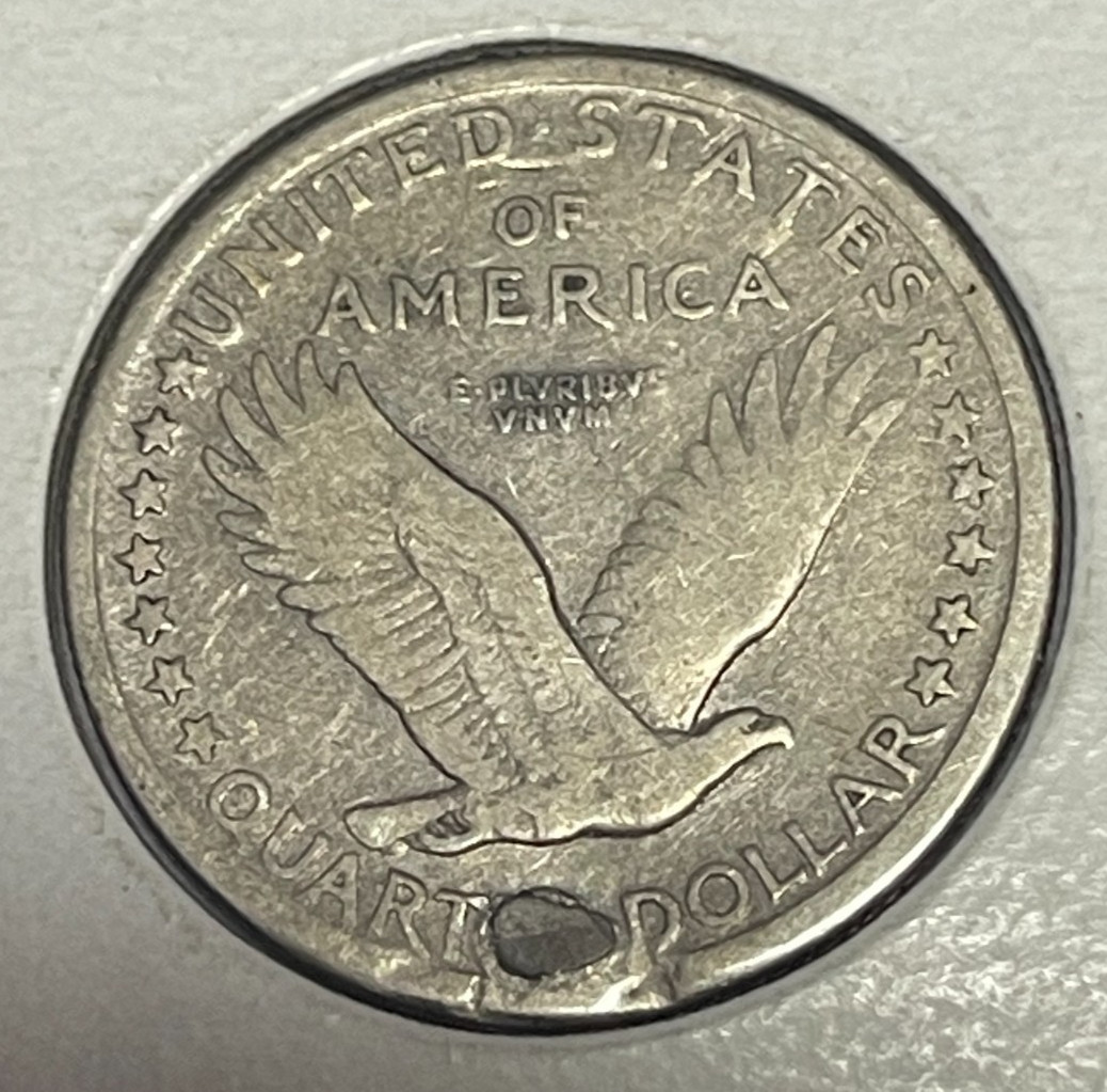1917-P Standing Liberty Quarter No Stars Type 1 Very Good VG Details Plug