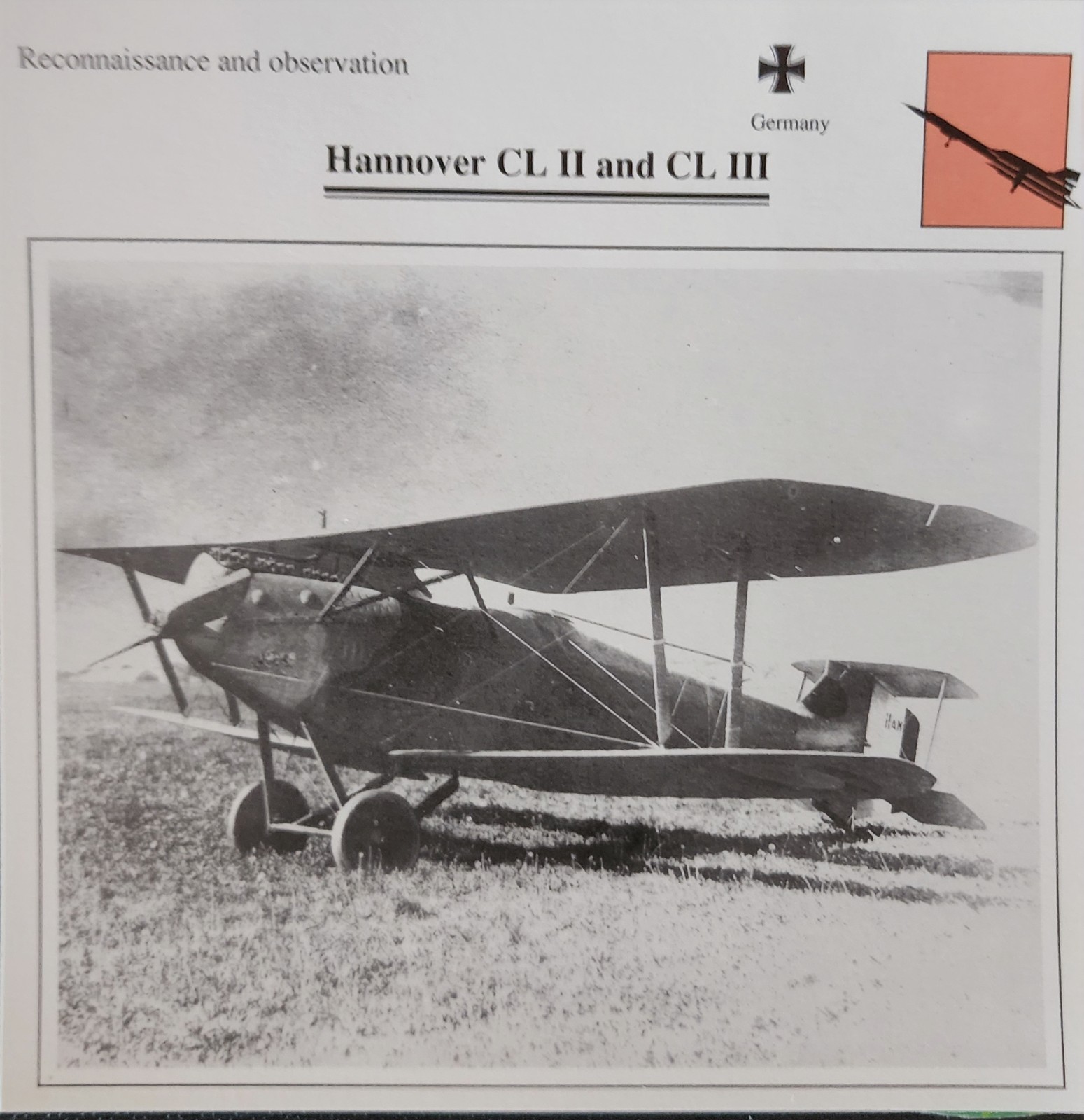 Hannover Plane Aircraft Picture Info Specs Detail Vtg Original Collector Card