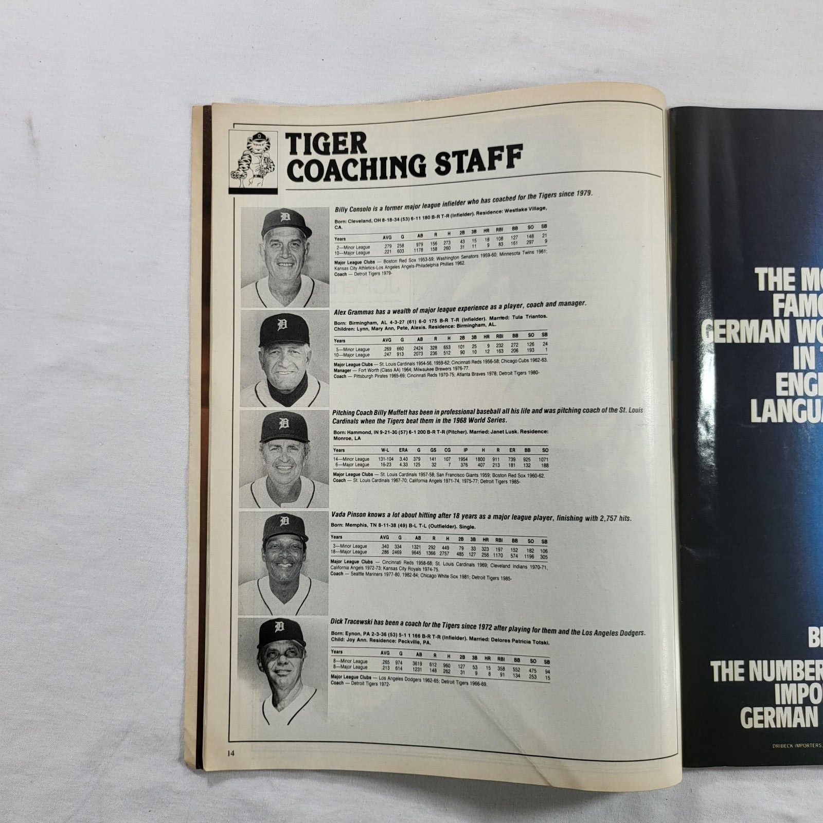Detroit Tigers 1988 Scorebook & Official Program vs Seattle Mariners