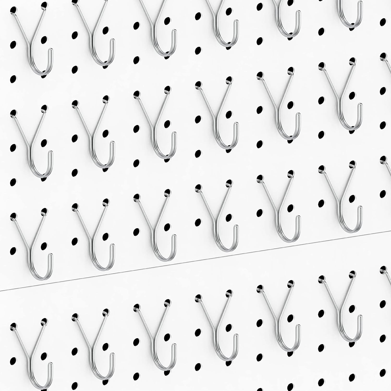 HUHOLE 80 Pack Pegboard Hooks J-Hook – 1 Inch Silver J Hooks for Pegboard – Heav