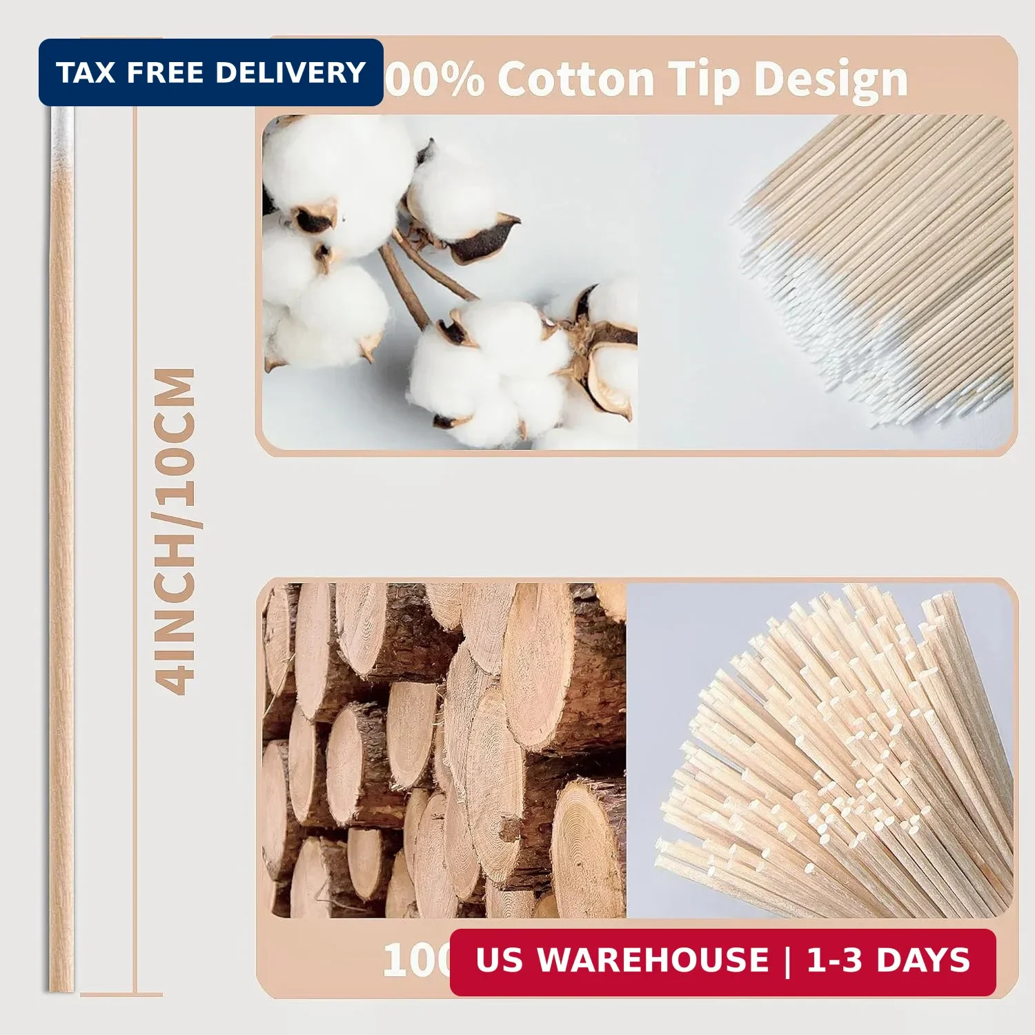 600PCS Pointed Cotton Swabs -4 Inch Wood Handle Pointed Tip Head Precision Micro