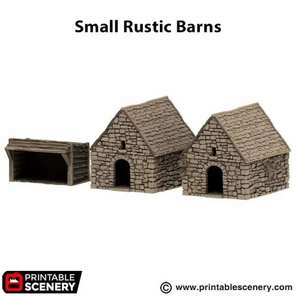 Small Rustic Barns FDM 3D Printed Tabletop Terrain Historical Game DND (28mm)