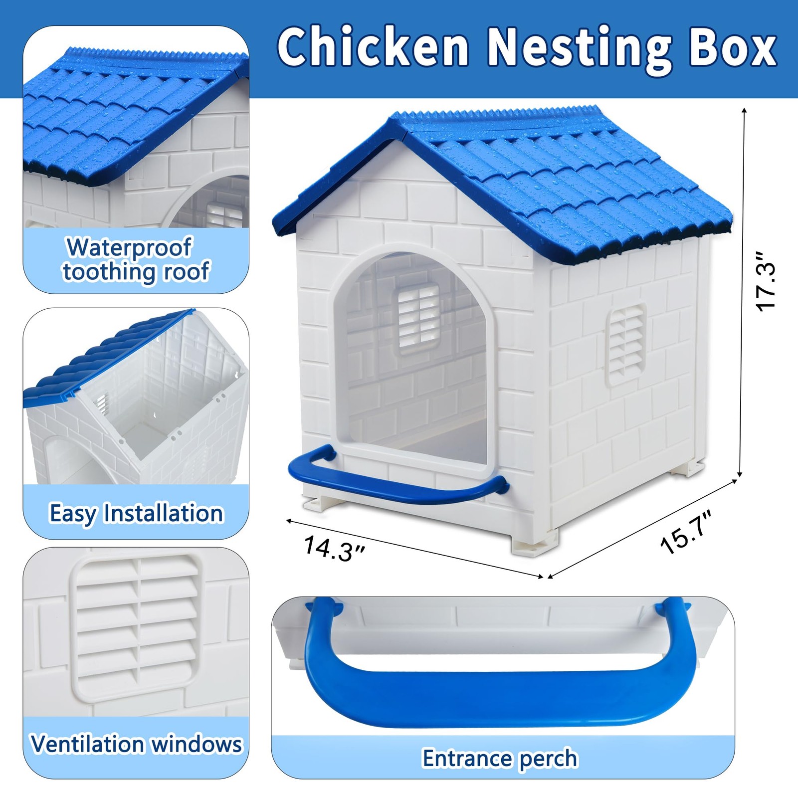 Nesting Boxes for Chicken, 100% Waterproof Hens Nesting for Laying Eggs for H...