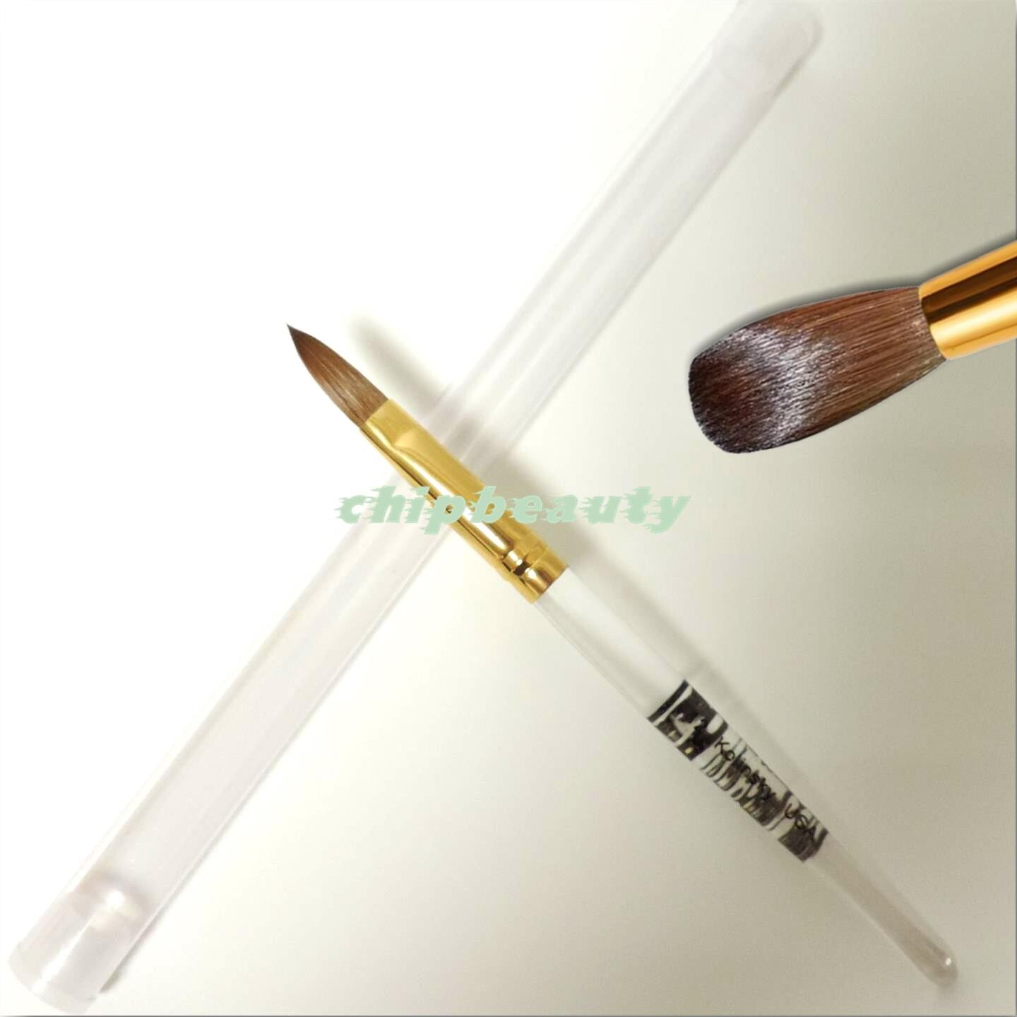 Top Kolinsky Acrylic Nail Brushes Clear Handle 100% Kolinsky Brush CRIMPED #12