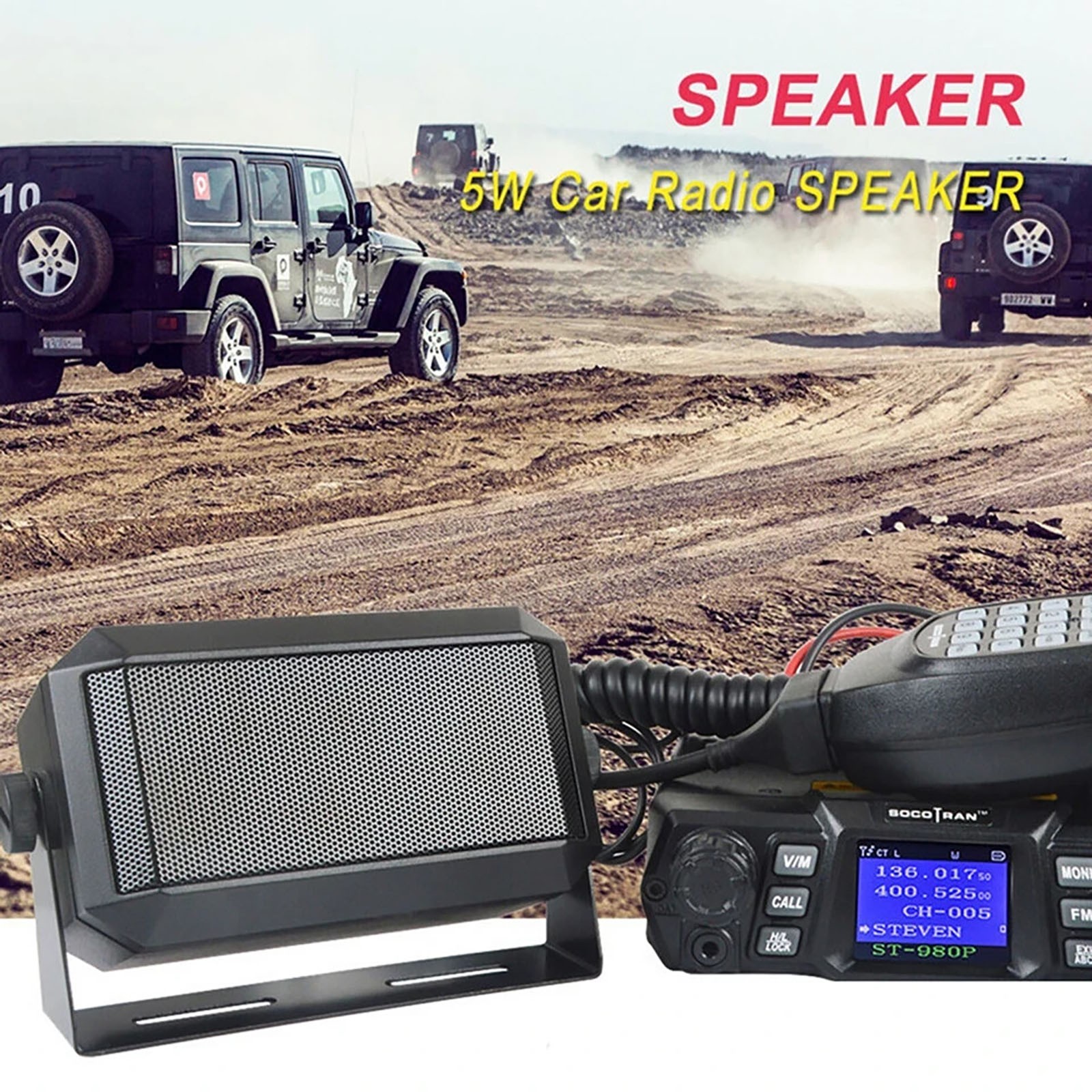 Radioddity CB Radio Mini External Speaker, 71" Power Cable Icom Kenwood Yaesu