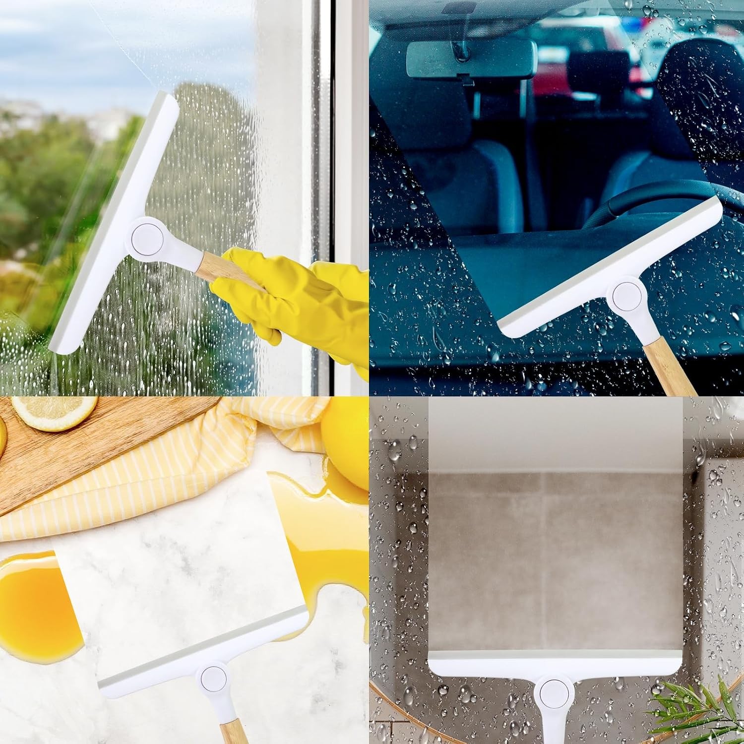 Window Squeegee for Glass Doors，All-Purpose 9.7” Window Cleaning Squeegee,