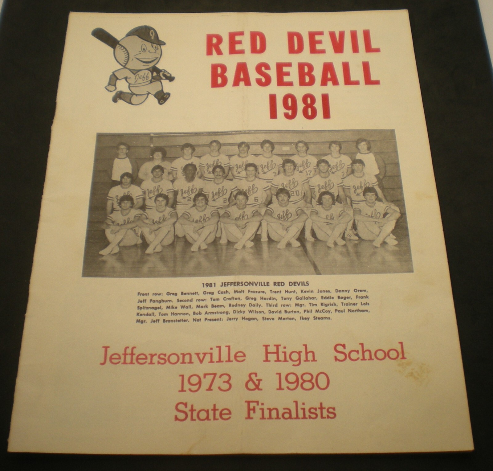 Jeffersonville Indiana High School  Baseball Program 1981
