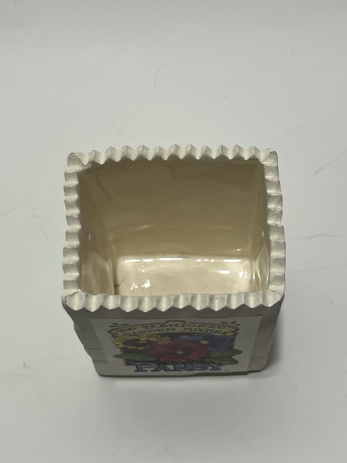 Ceramic Rectangle Floral Planter Glazed Multicolor Collectible