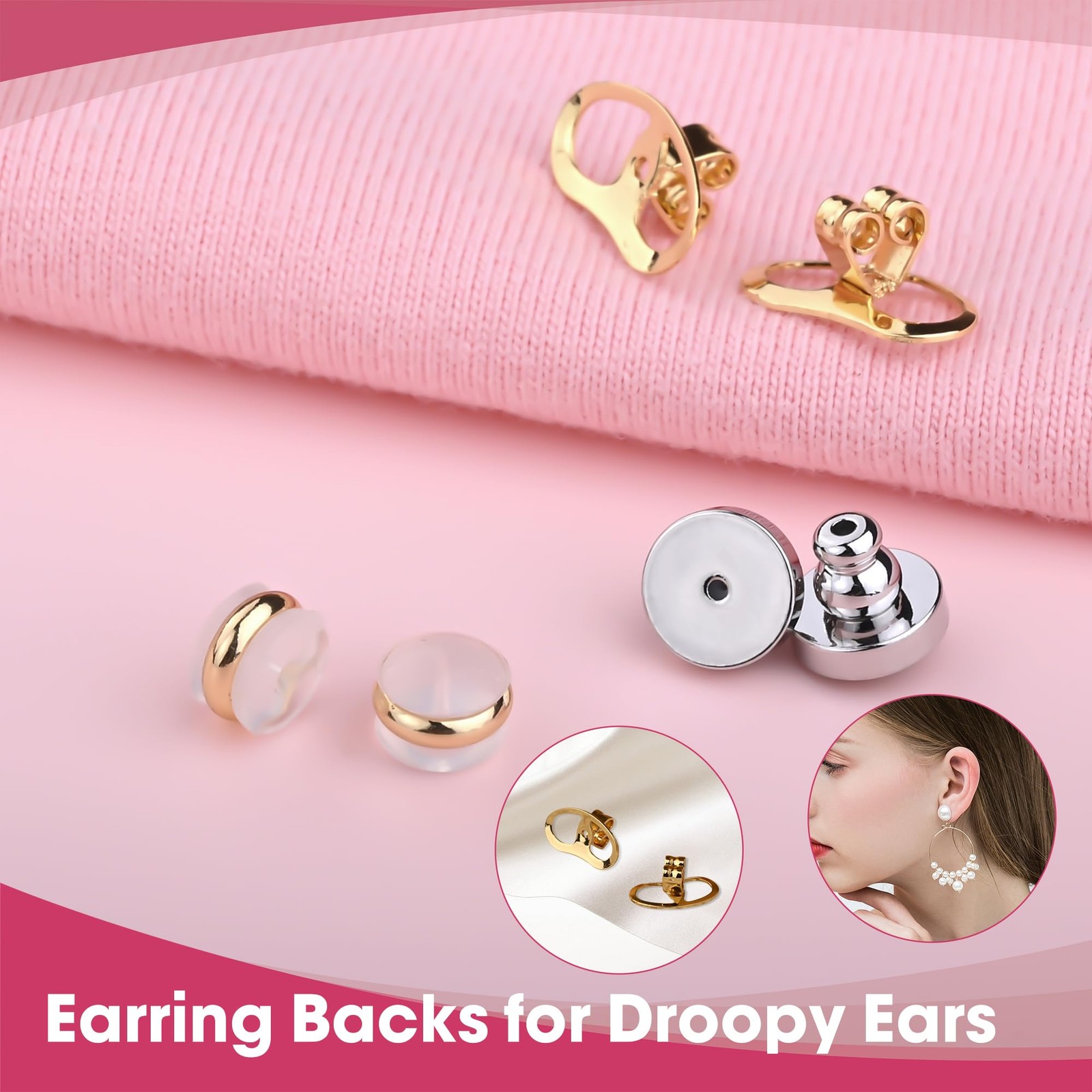 Earring Backs for Droopy Ears Heavy Earrings - Replacements Locking Ear Suppo...