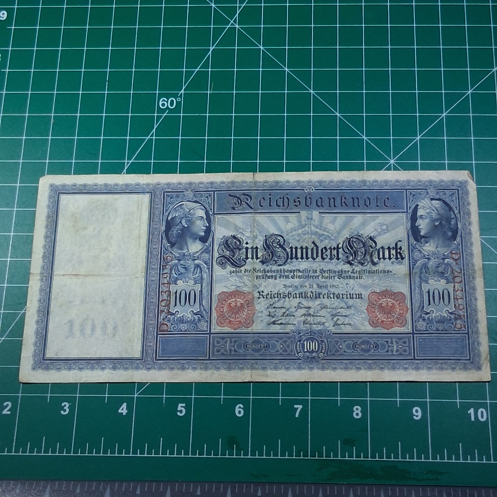 1910 Germany 100 Reichsmark Mercury & Ceres / Germania Paper Money Bill