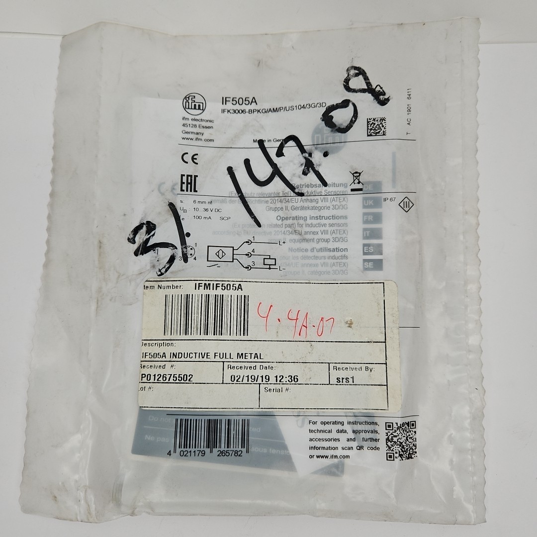 New IFM IF505A Inductive Full-metal Sensor Module IFK3006-BPKG  Threaded Unit