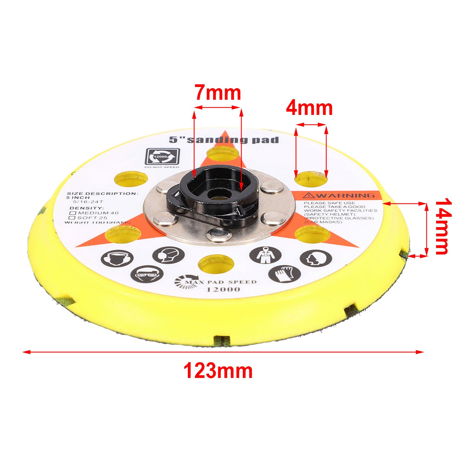 12000rpm Sanding Pad 125mm Dual Function Medium Soft Plastic Practical