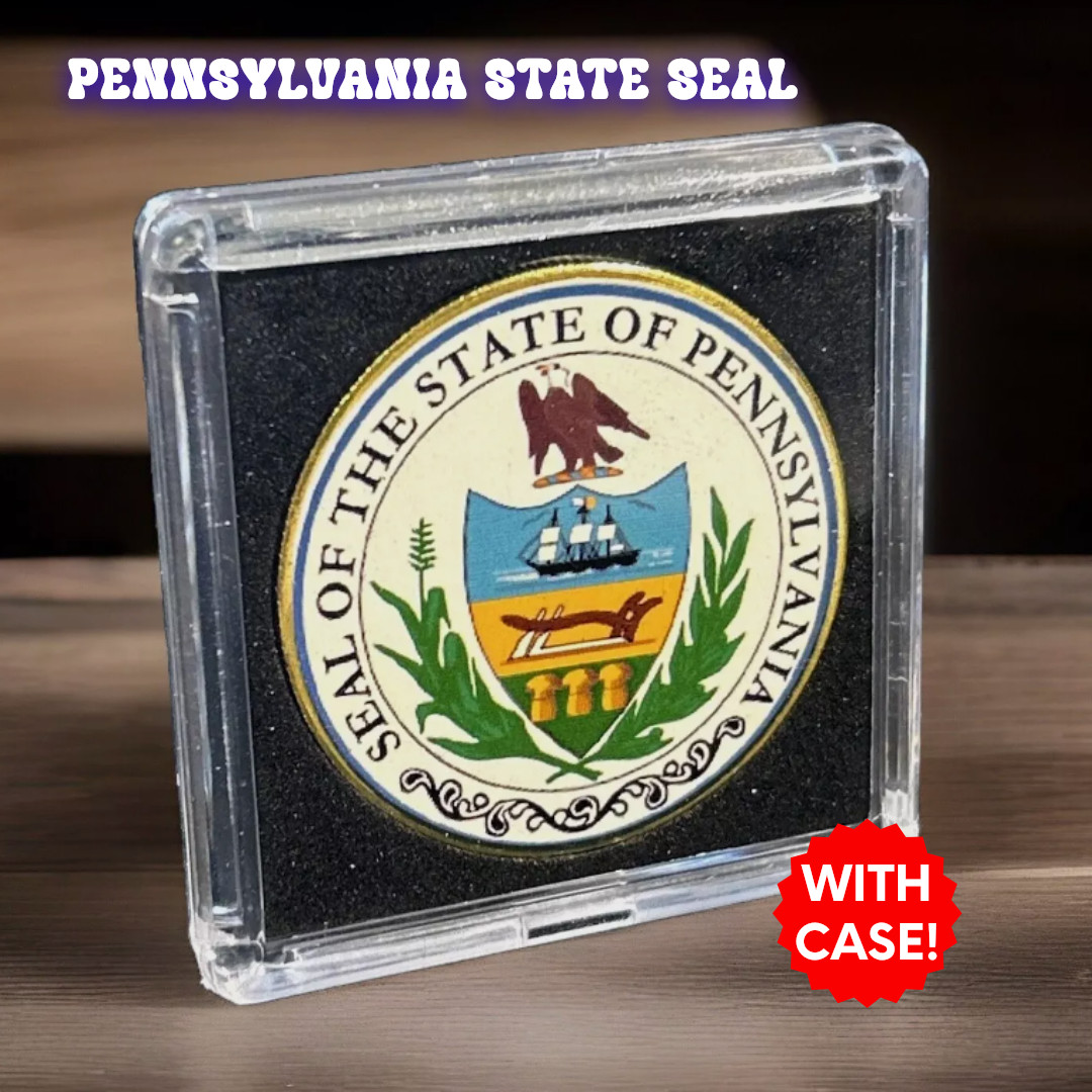 PENNSYLVANIA (PA) State Seal Challenge Coin Colorized USA CASE IS INCLUDED! NEW!