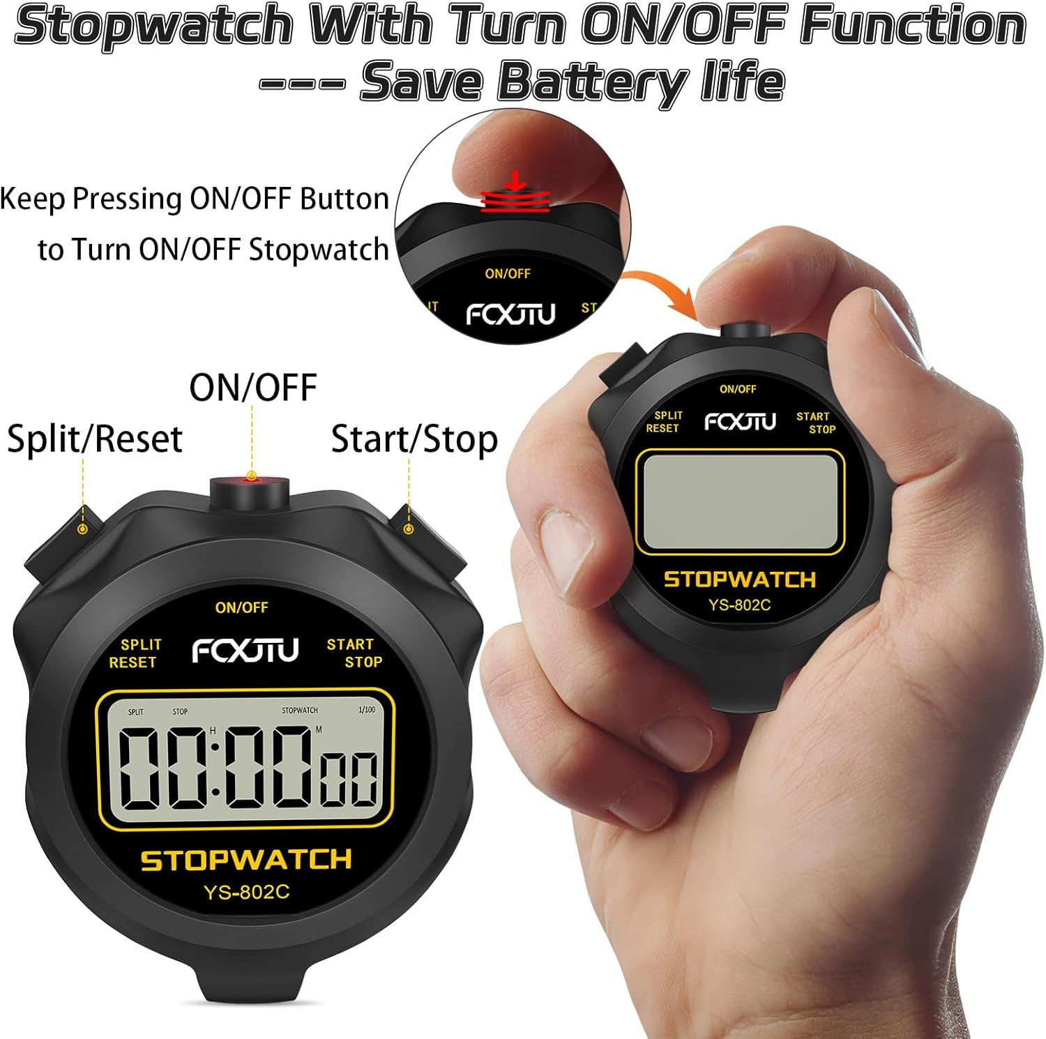 Digital Simple Stopwatch Timer, No Bells, No Alarm, Simple Basic Operation, Sile