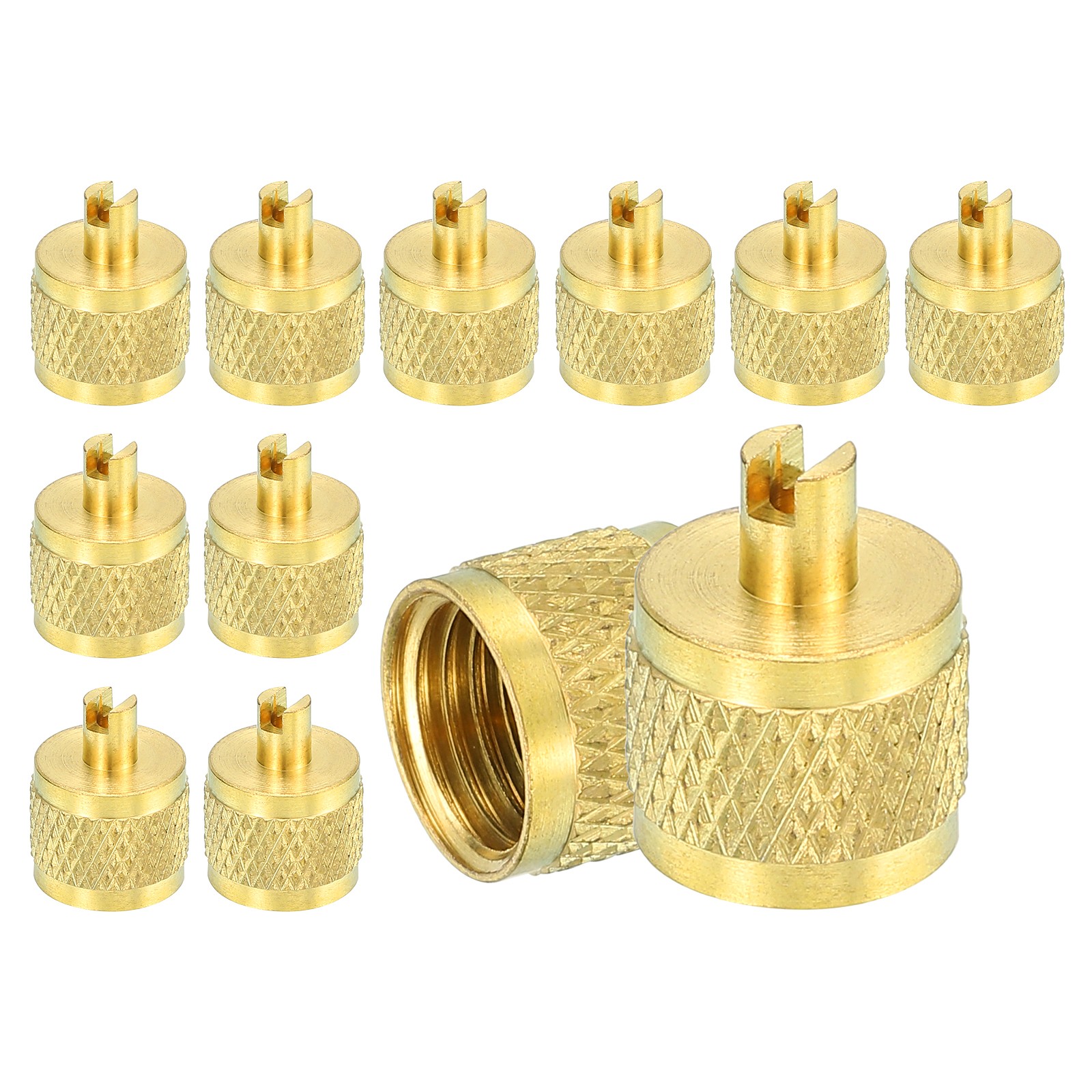 12PCS 1/4" SAE Brass Flare Caps, Refrigeration Valve for HVAC AC System