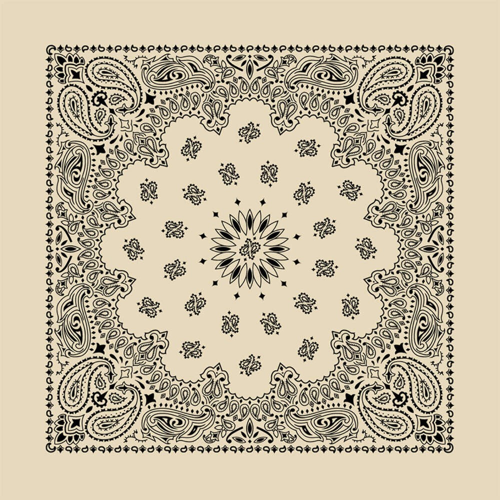 Carolina Creative Bandanna (Natural) Contemporary Paisley 22" x 22" 100% Cotton