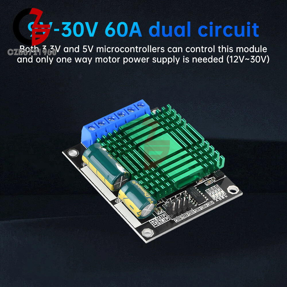 9V-30V 60A Dual PWM DC Motor Driver Module High Power H-Bridge Speed Controller