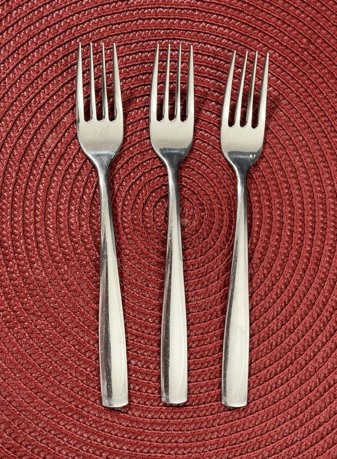 Set of 3 Oneida STRAUSS 18/10 Stainless 6 3/4” Salad Forks Flatware USA