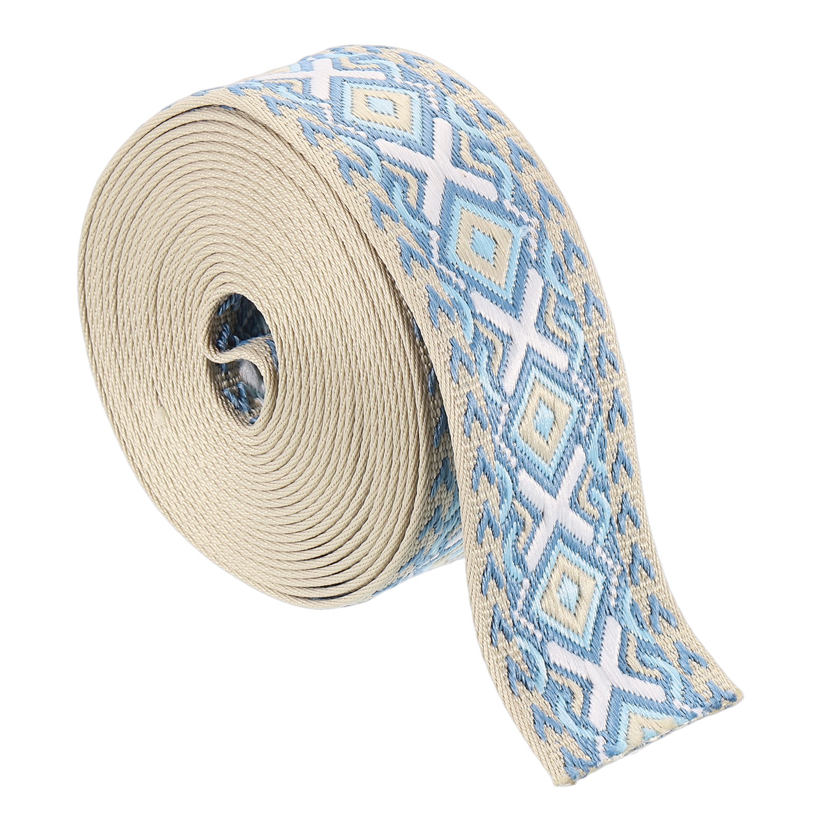 5 Yards Cotton Webbing Strap 50mm Jacquard Webbing Purse Strap Sky Blue White