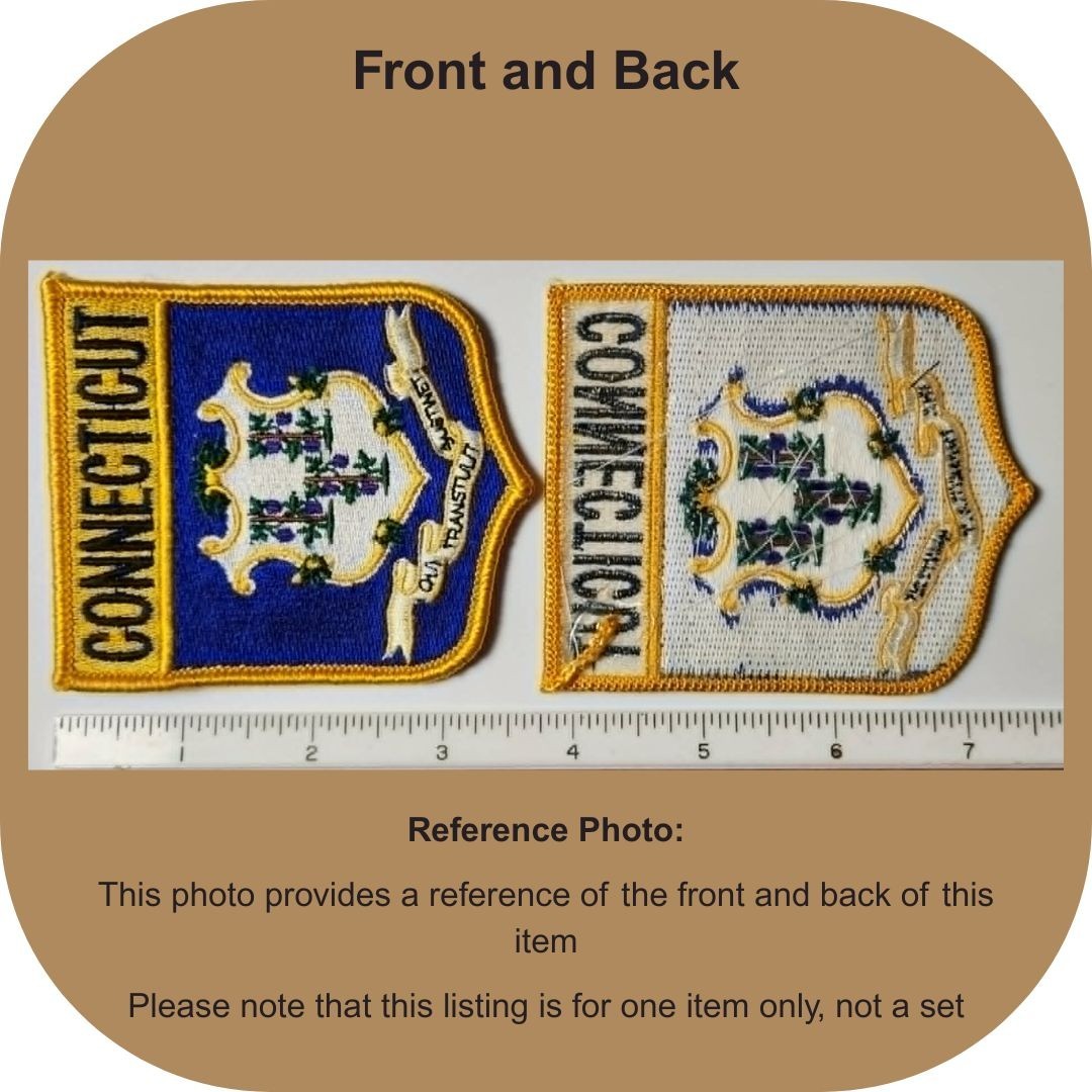 Connecticut State Flag Shield Patch - Sew-On - Gold Border