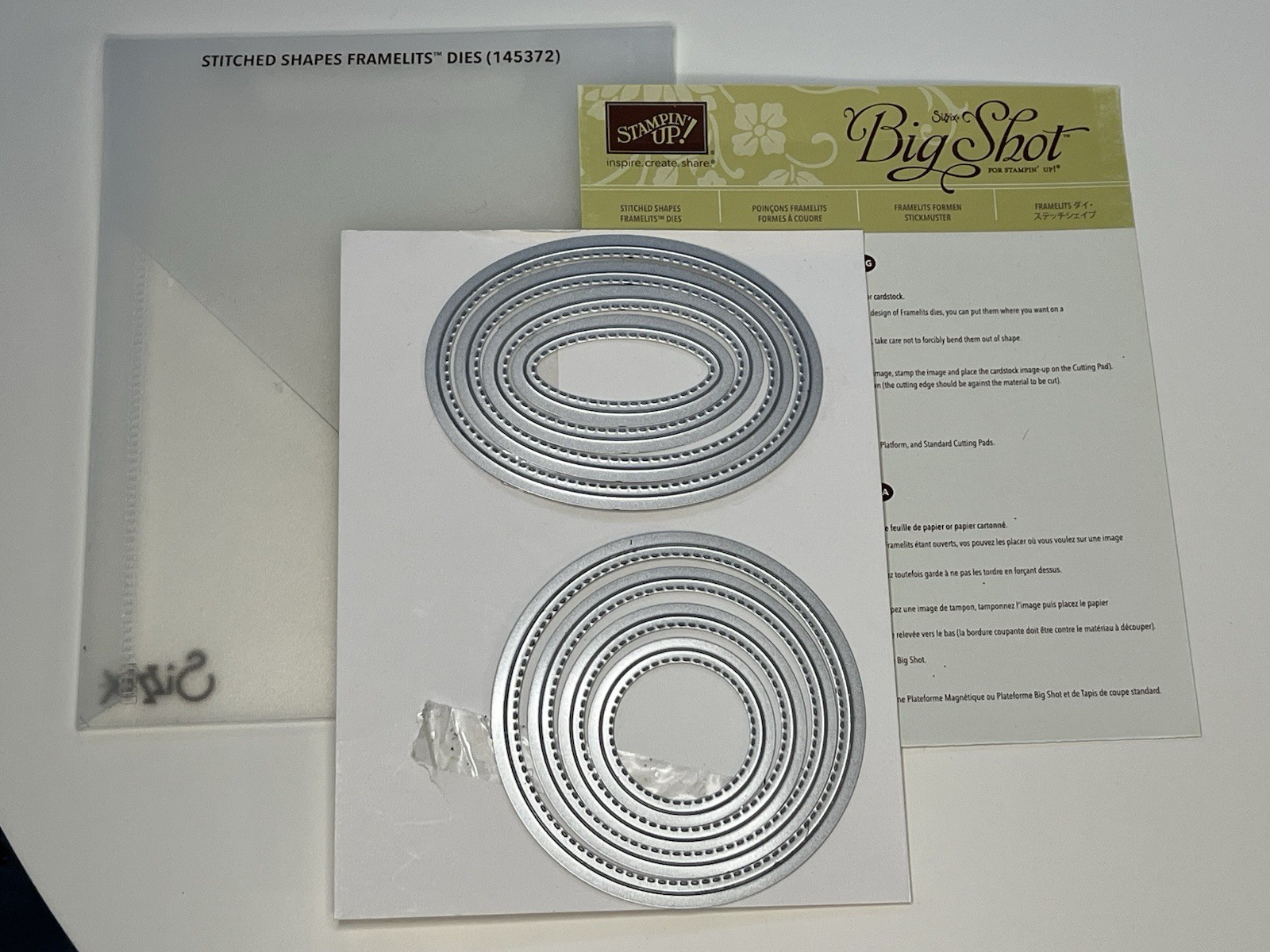 Stampin Up Framelits dies Stitched Shaped circles ovals and squares 145372
